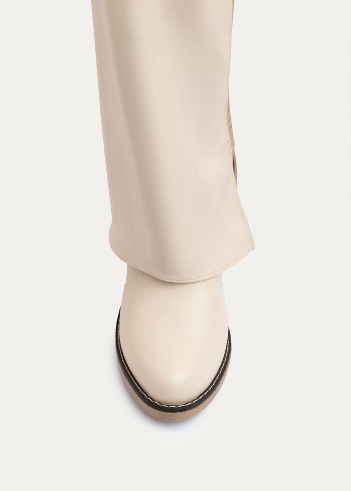 Fold-over knee boots | Beige