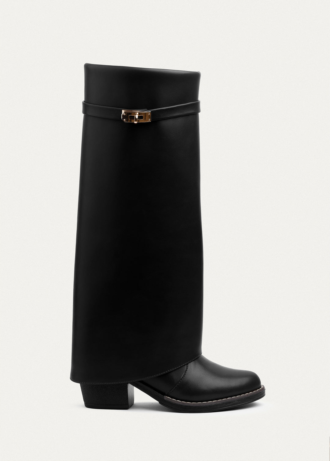 Fold-over knee boots | Black