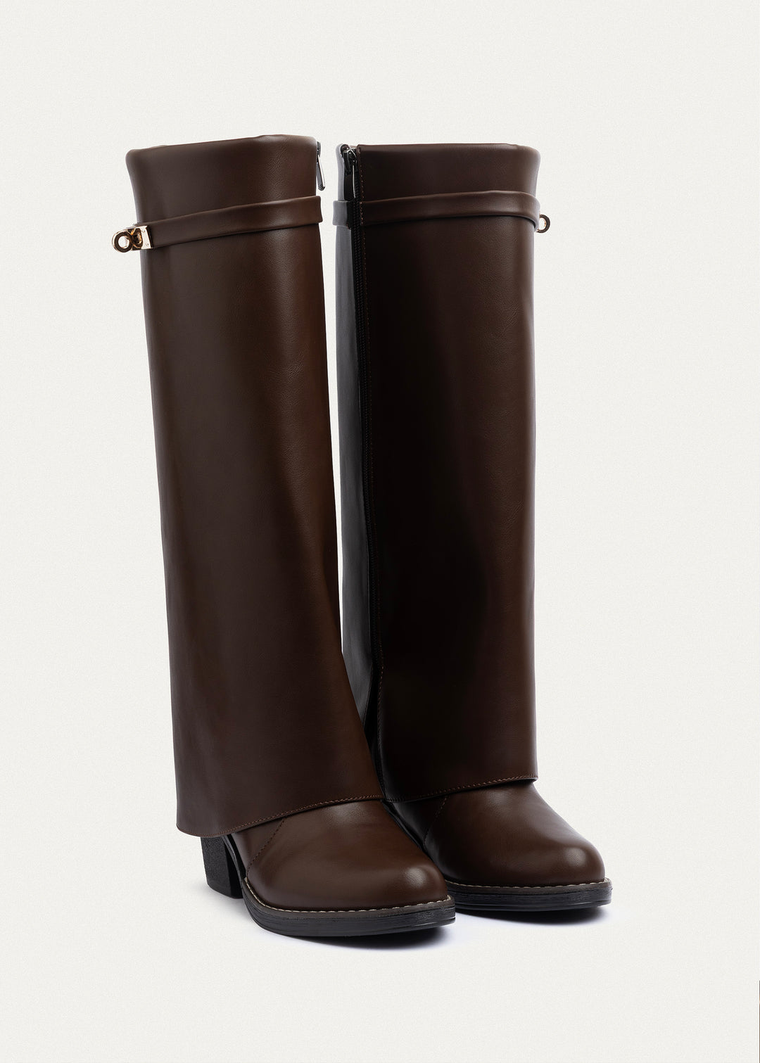 Fold-over knee boots | Brown