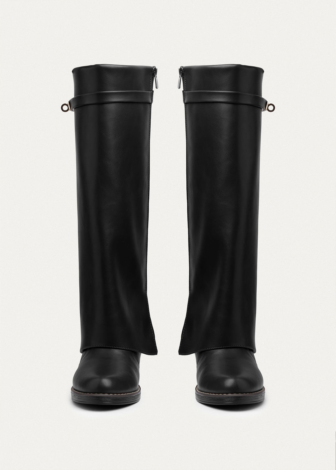 Fold-over knee boots | Black