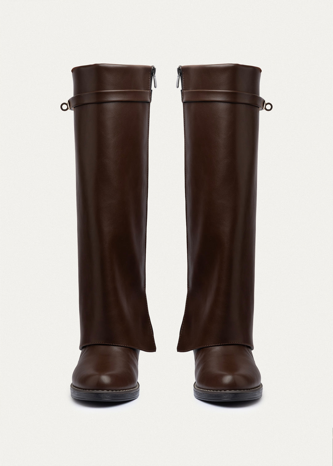 Fold-over knee boots | Brown