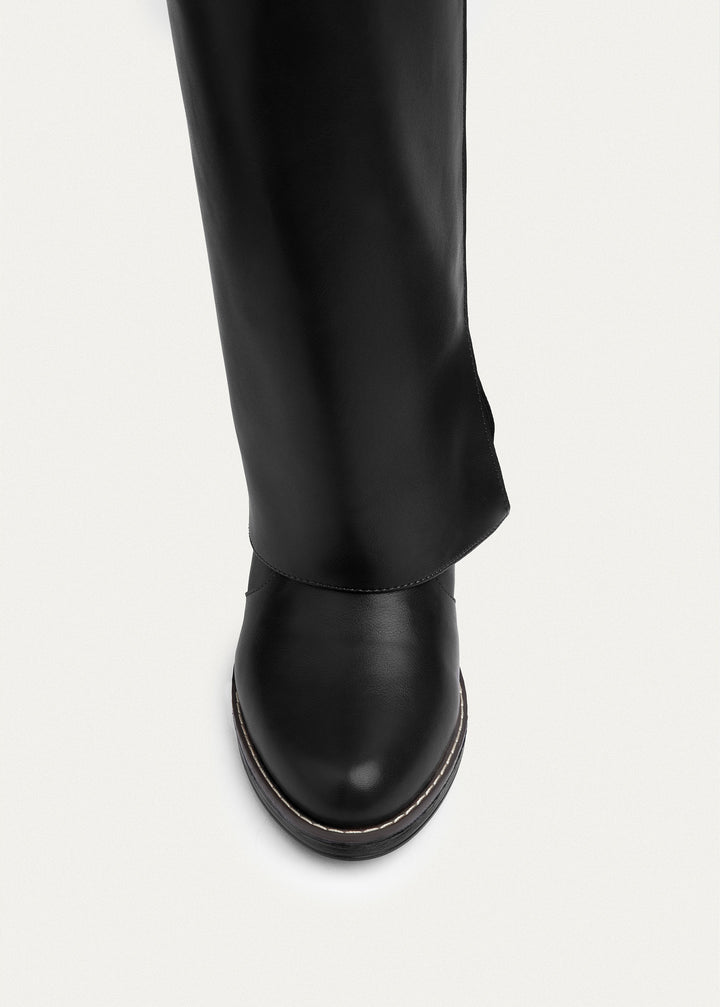 Fold-over knee boots | Black