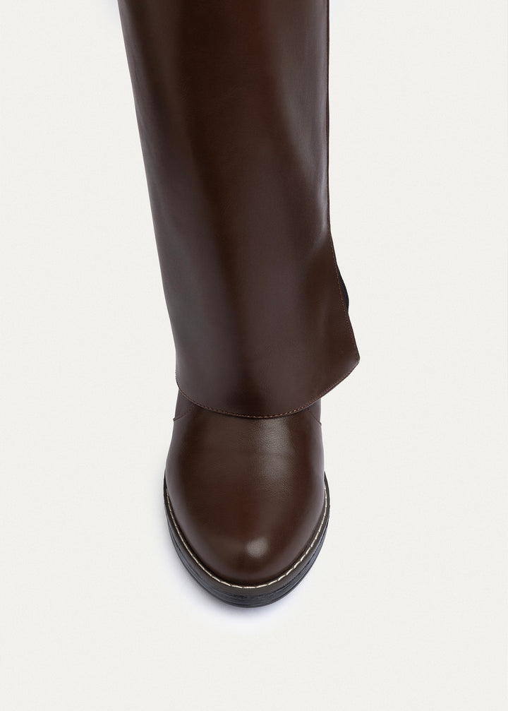 Fold-over knee boots | Brown