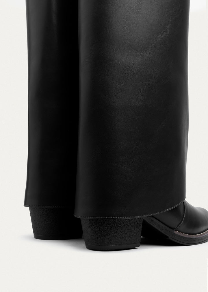 Fold-over knee boots | Black