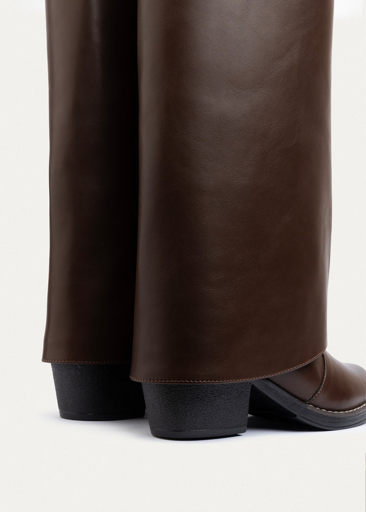 Fold-over knee boots | Brown
