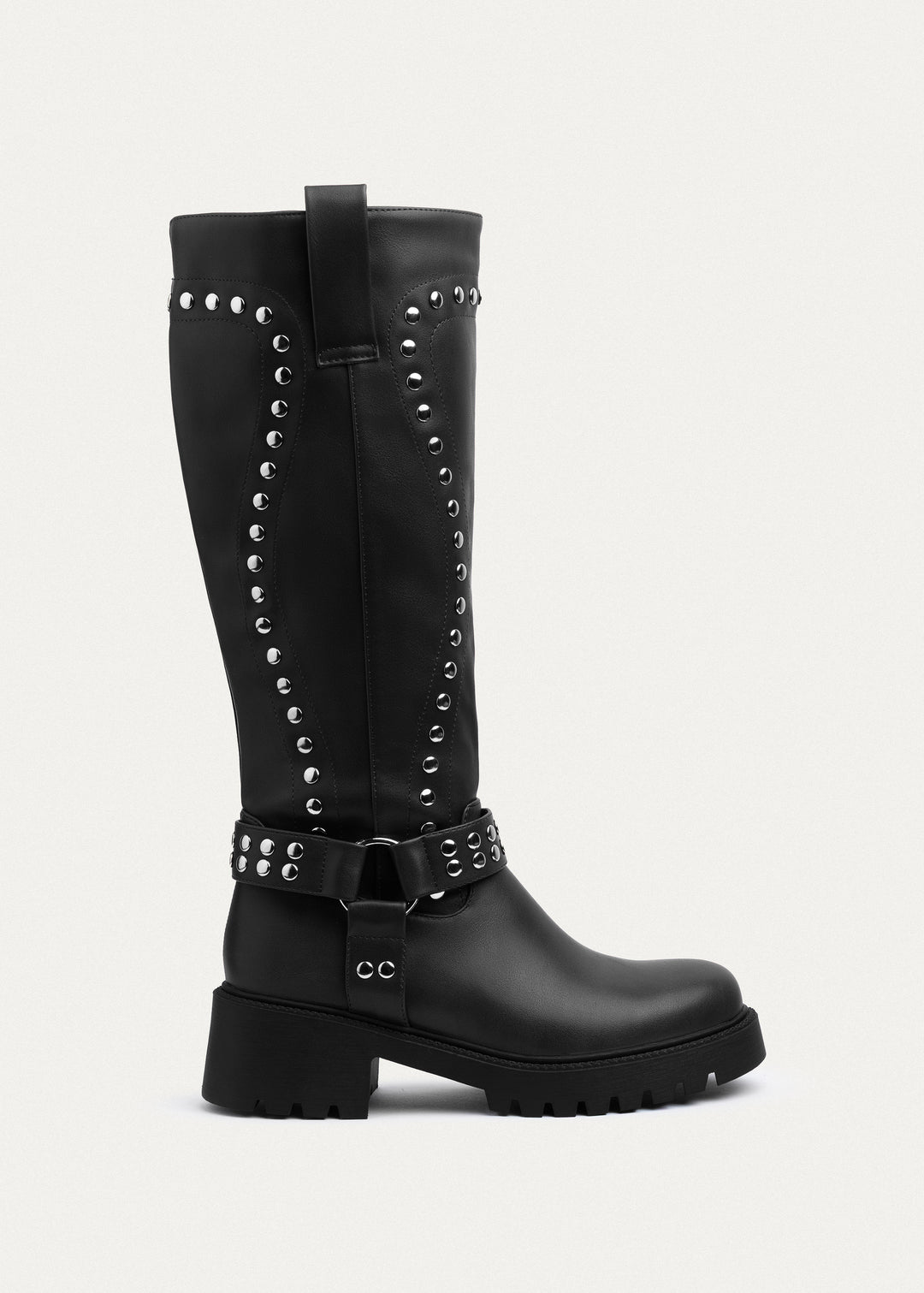 Rebel Studded Tall Boots | Black