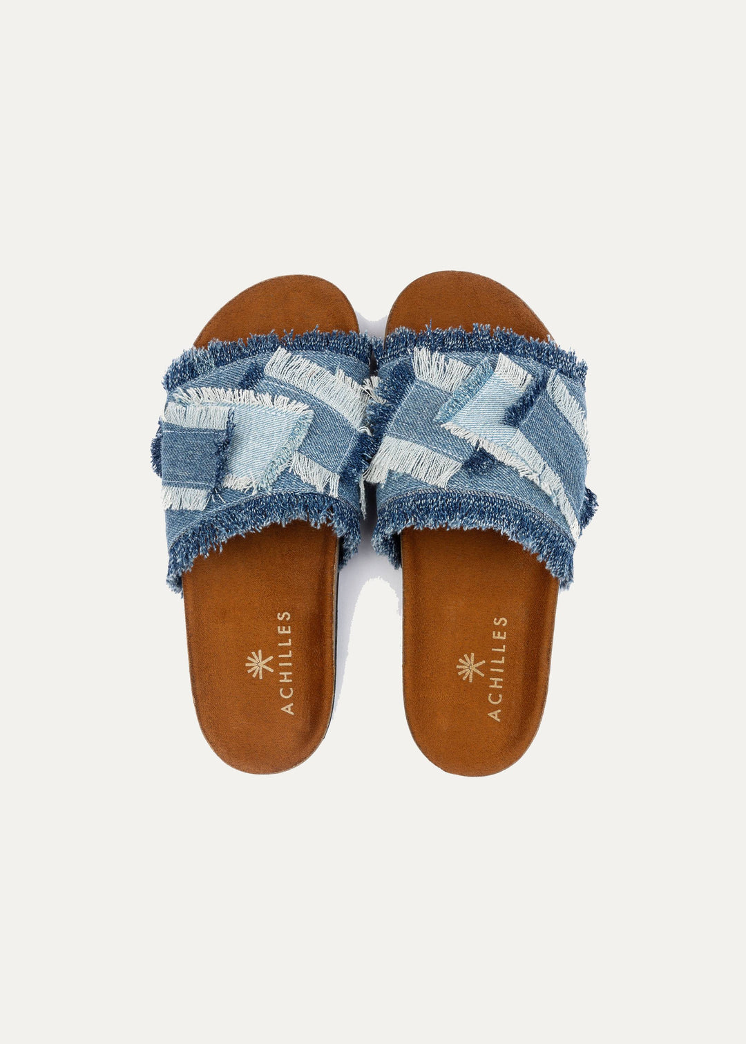 Frayed Denim Slides | Blue
