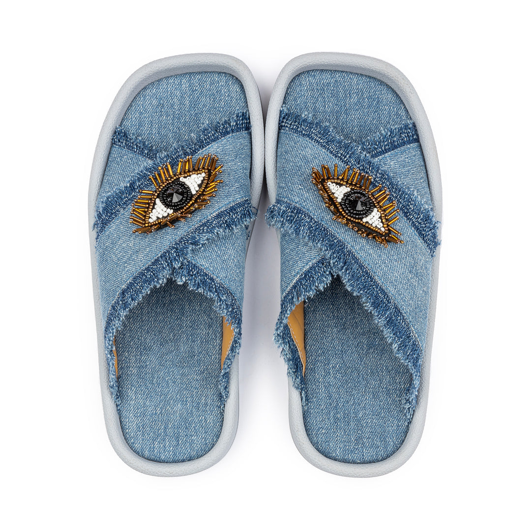 Frame Eye Criss Cross Slides - Blue