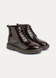 Heritage Brogue Patent Leather Boots | Brown