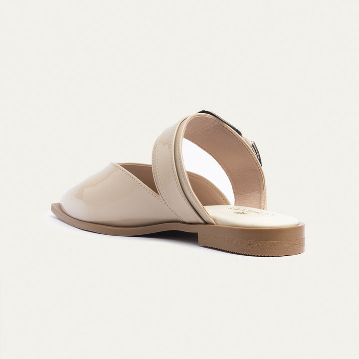 Celeste buckle Mules | Glossy Café