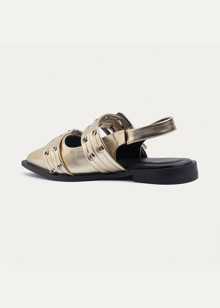 Lana Slingback Buckle Pointy Flats | Gold