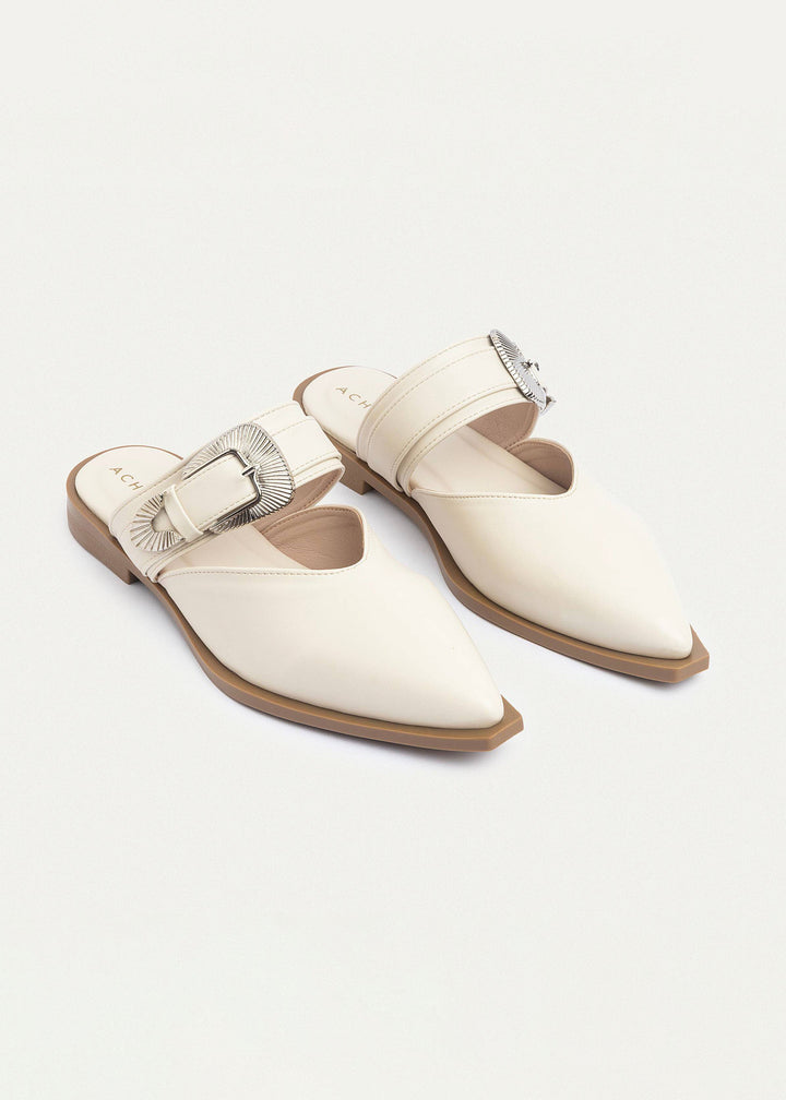 Achilles | Celeste buckle Mules - Beige