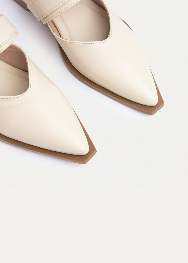 Achilles | Celeste buckle Mules - Beige