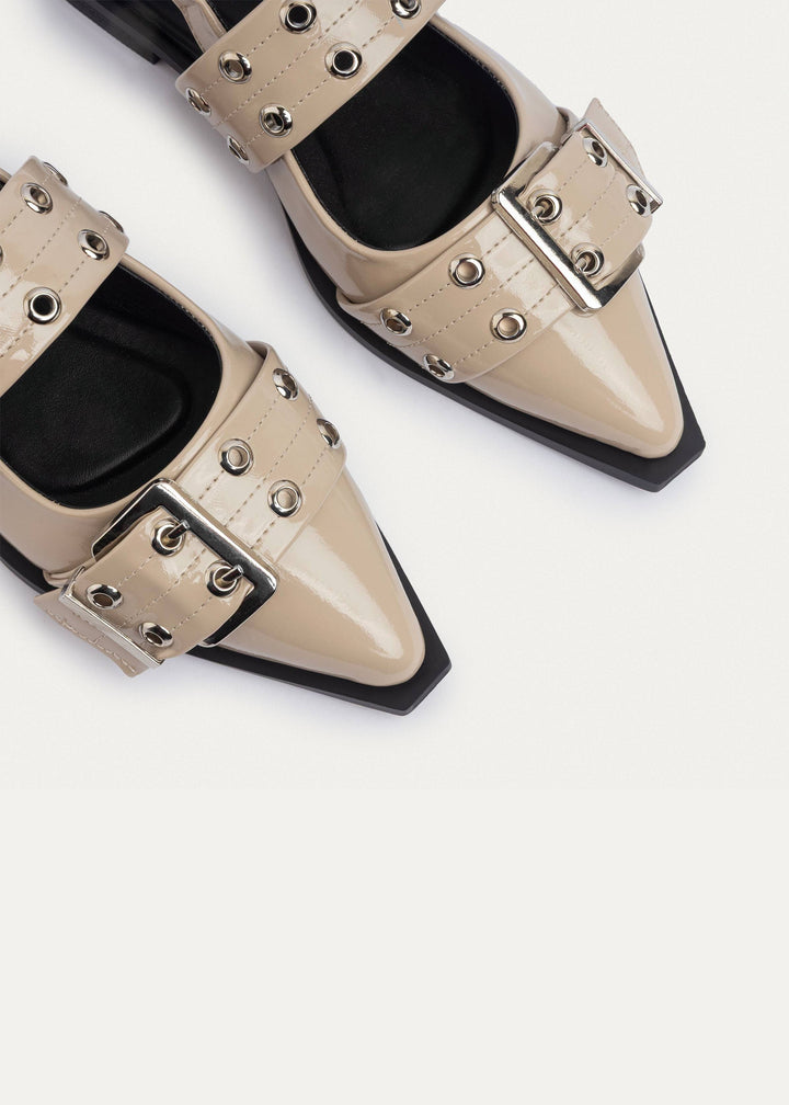 Lana Slingback Buckle Pointy Flats | Glossy Café