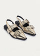 Lana Slingback Buckle Pointy Flats | Gold