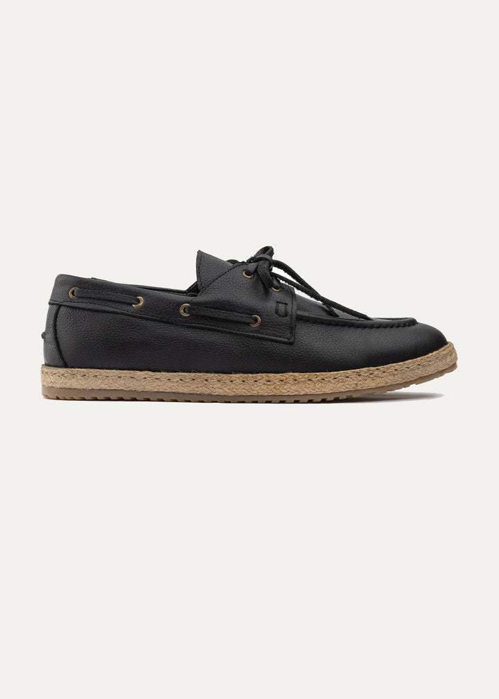 Achilles | Espadrille Boat - Leather Black