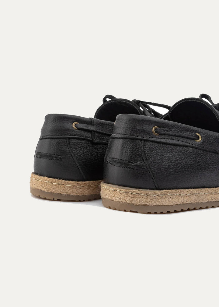 Achilles | Espadrille Boat - Leather Black