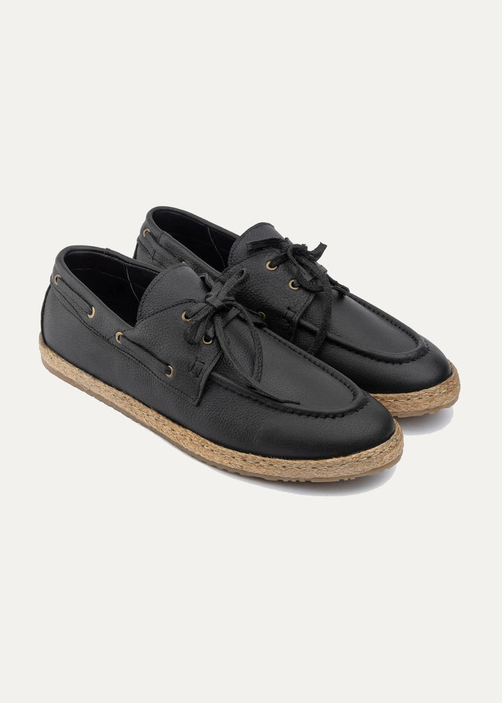 Achilles | Espadrille Boat - Leather Black