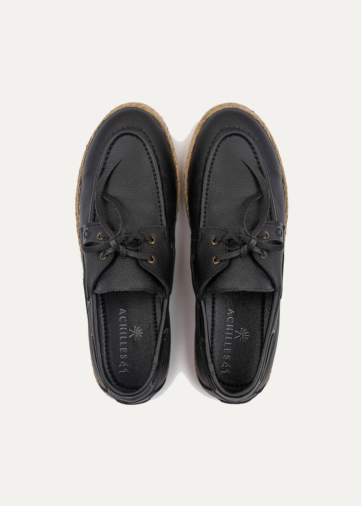 Achilles | Espadrille Boat - Leather Black