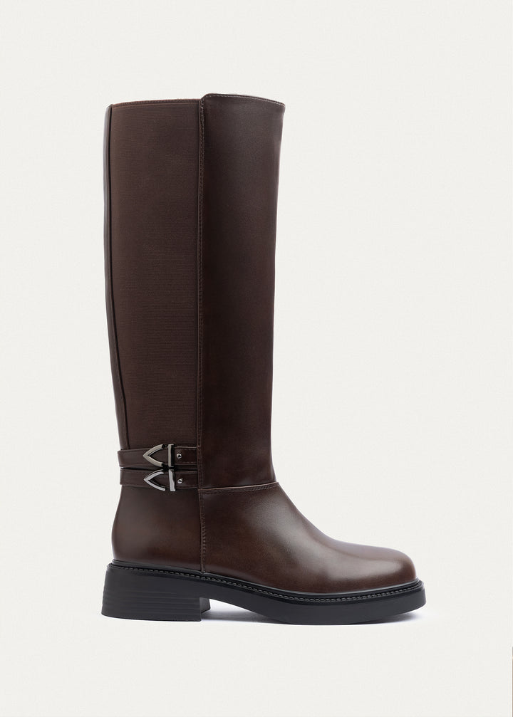 Atlas Tall Buckle Boots| Brown