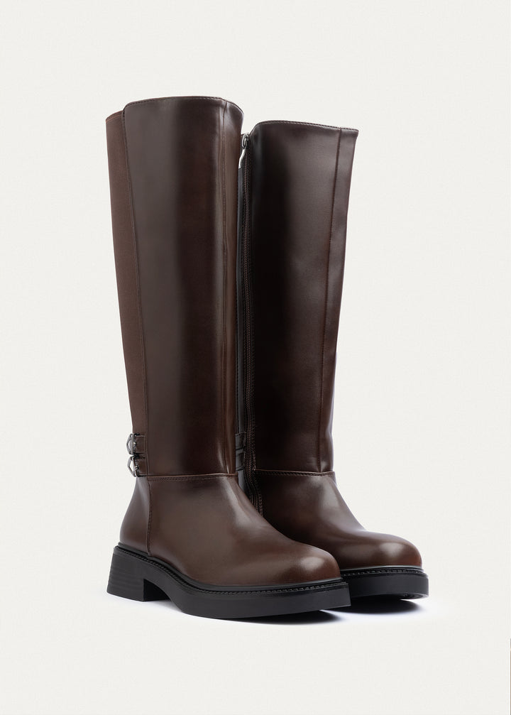 Atlas Tall Buckle Boots| Brown