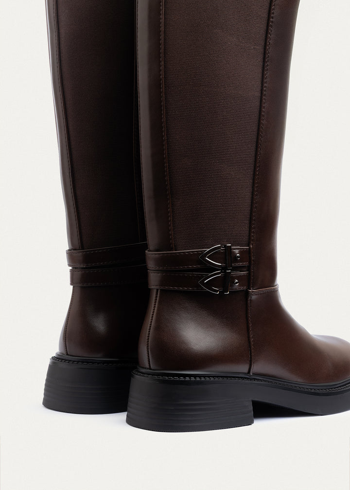 Atlas Tall Buckle Boots| Brown