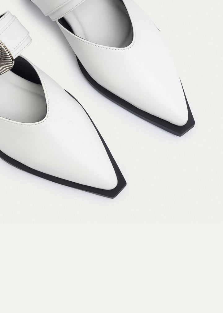 Celeste buckle Mules | White