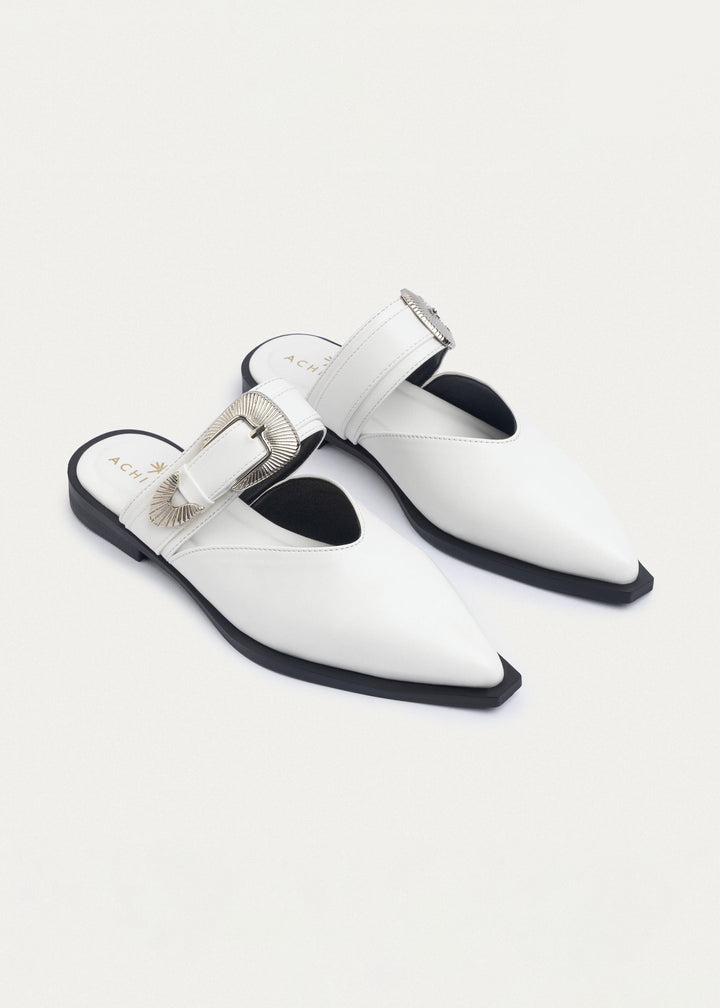 Achilles | Celeste buckle Mules - White