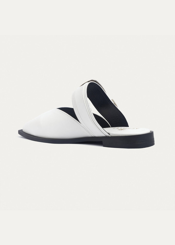 Celeste buckle Mules | White