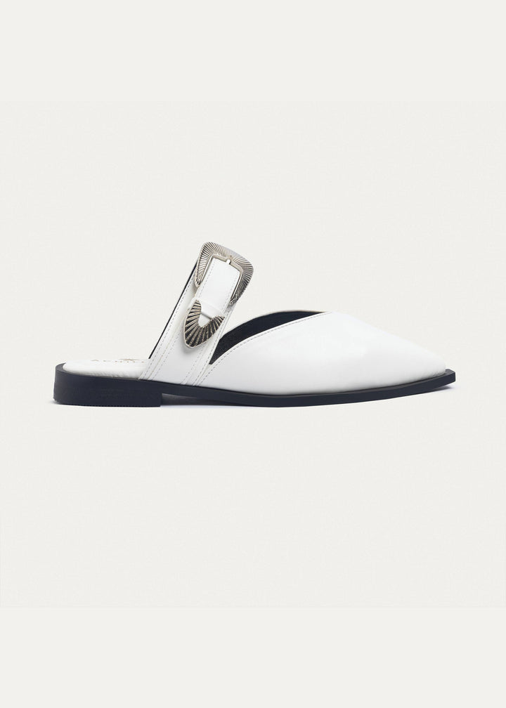 Celeste buckle Mules | White