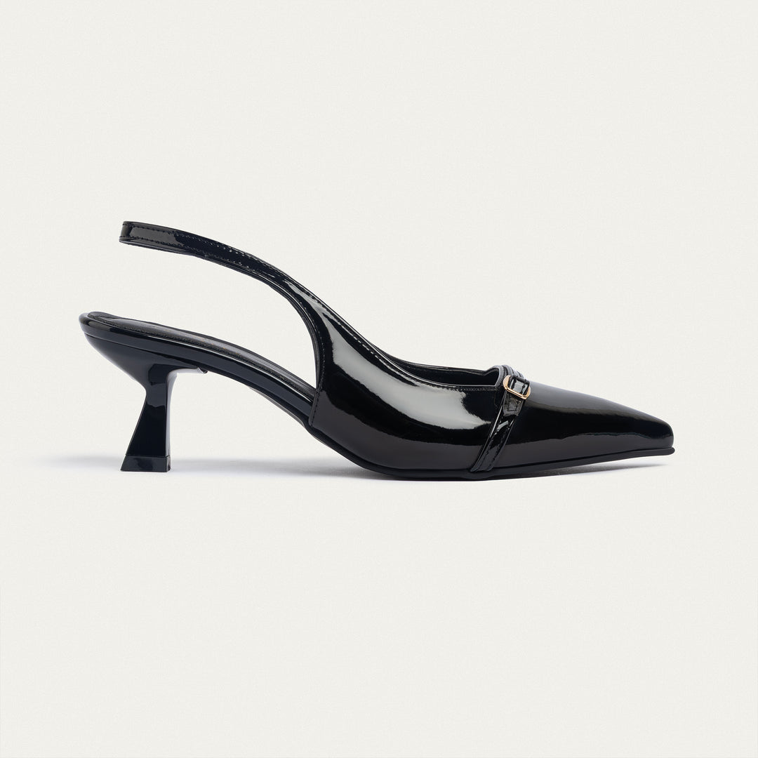 Achilles| Scarla Sling kitten Heels - Black