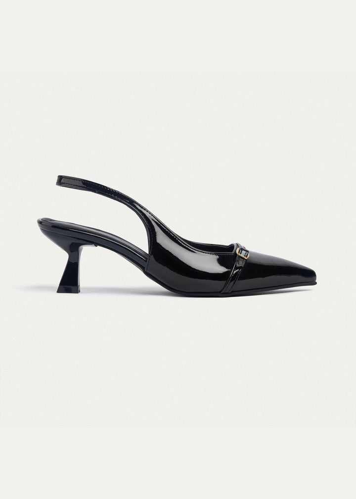 Achilles| Scarla Sling kitten Heels - Black