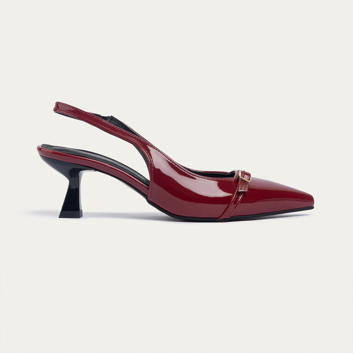 Scarla Sling kitten Heels | Crimson Red