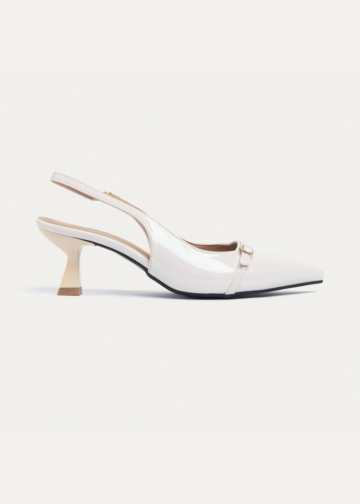 Scarla Sling kitten Heels | Beige