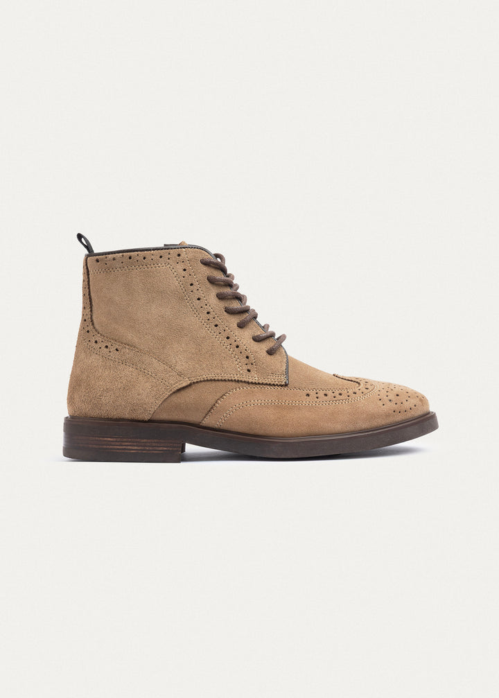 Suede Brogue Genuine Leather Half Boots | Cafe