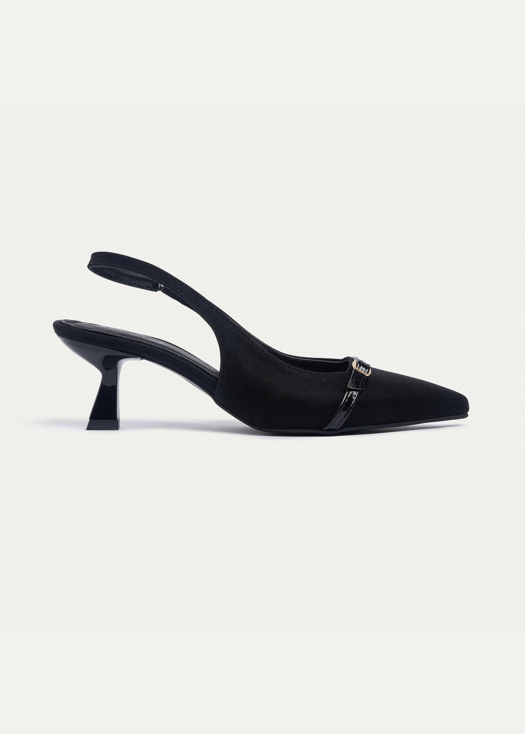 Achilles| Scarla Sling kitten Heels - Satin Black