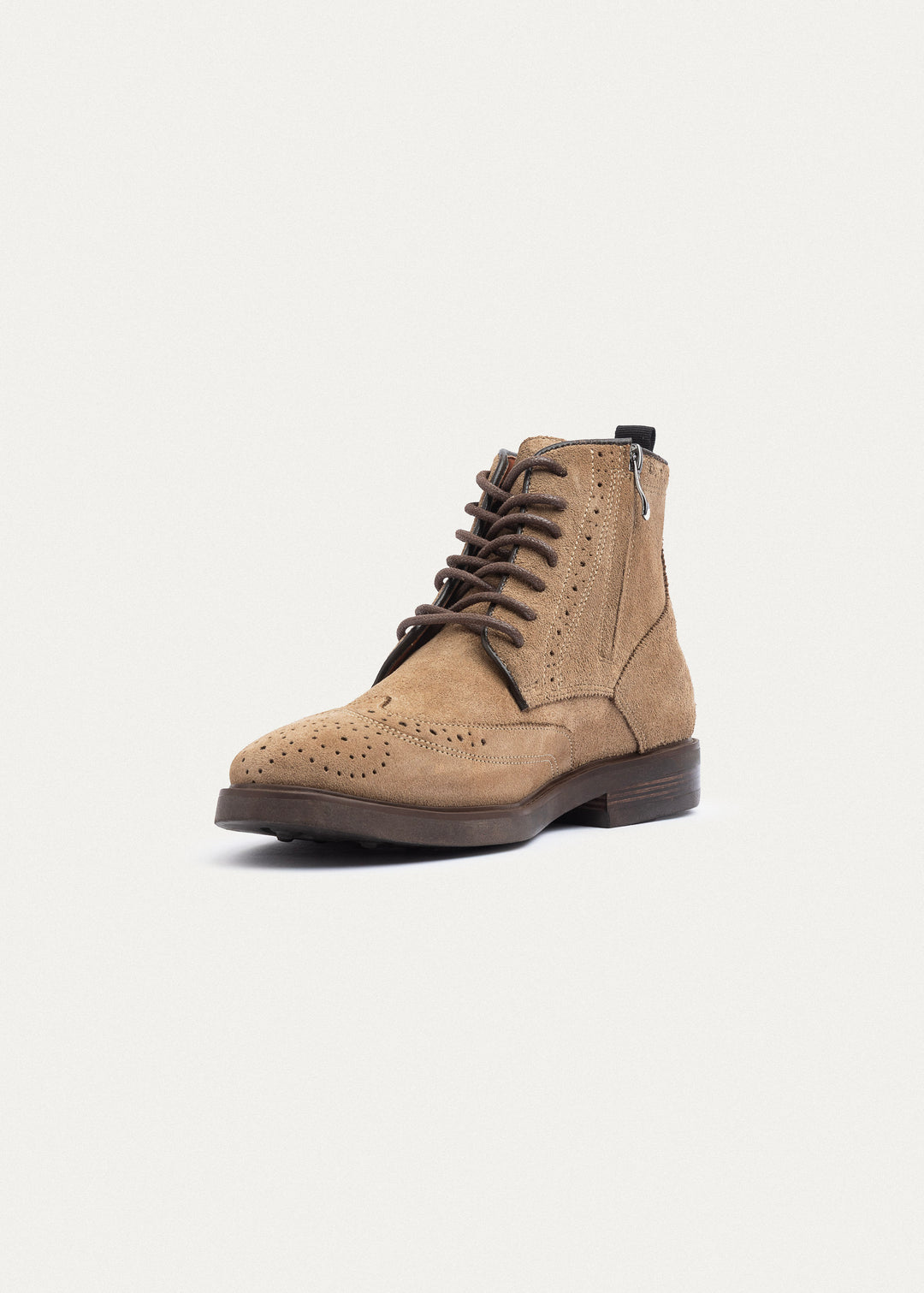 Suede Brogue Genuine Leather Half Boots | Cafe