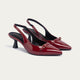 Scarla Sling kitten Heels | Crimson Red