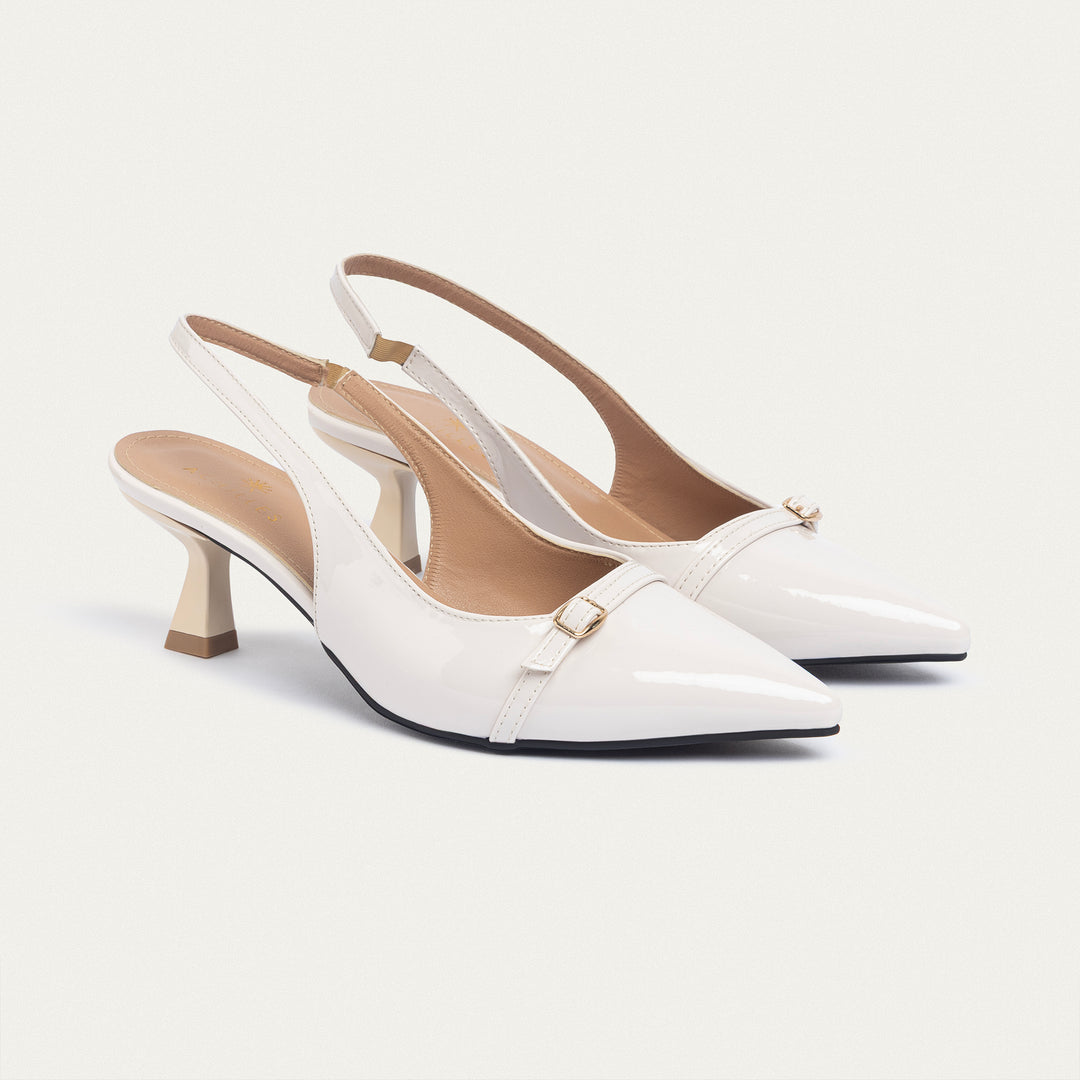 Achilles| Scarla Sling kitten Heels - Beige