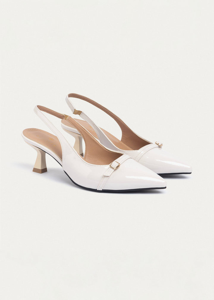 Scarla Sling kitten Heels | Beige