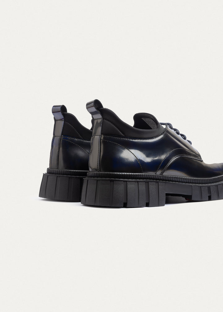 Urban Chunk Lace Shoes Patent Leather | Navy Blue