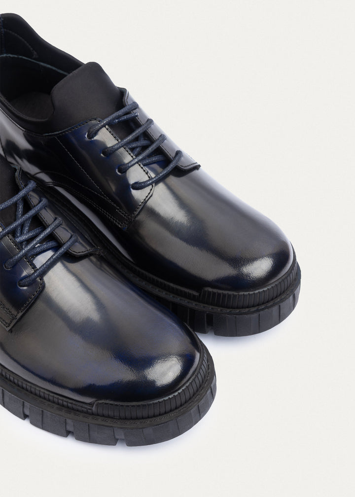Urban Chunk Lace Shoes Patent Leather | Navy Blue