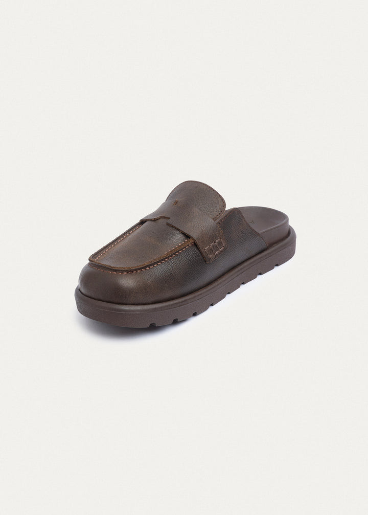 Oiled-Tex Slip-On Loafer Mule | Brown