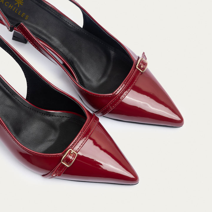 Scarla Sling kitten Heels | Crimson Red