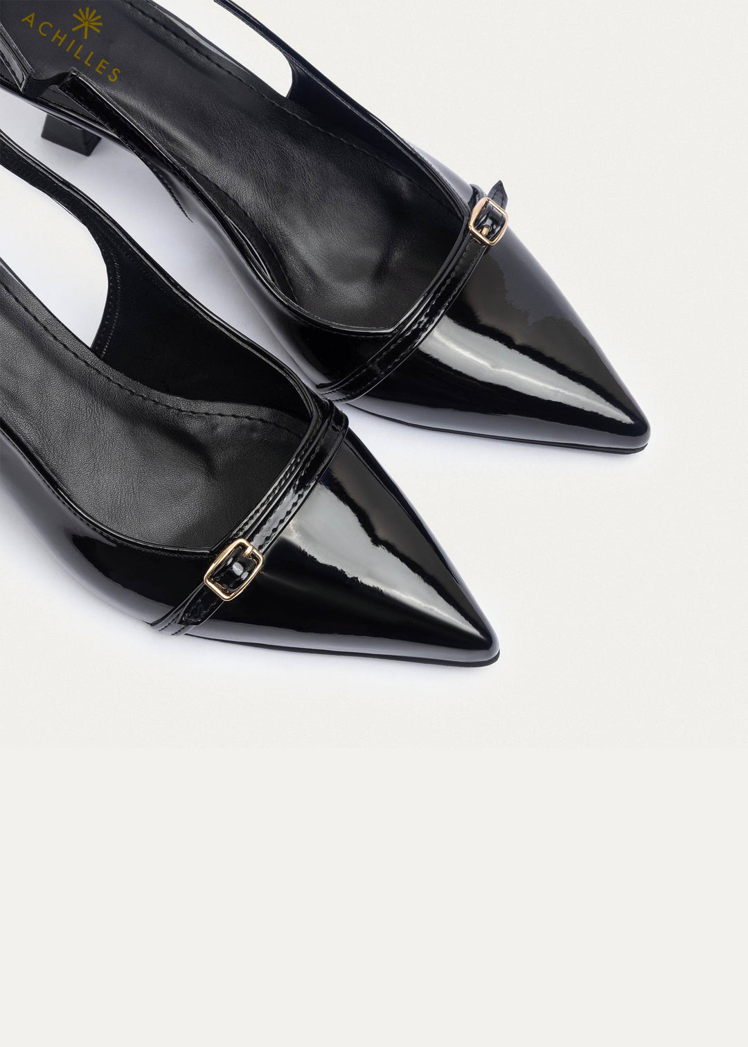 Achilles| Scarla Sling kitten Heels - Black