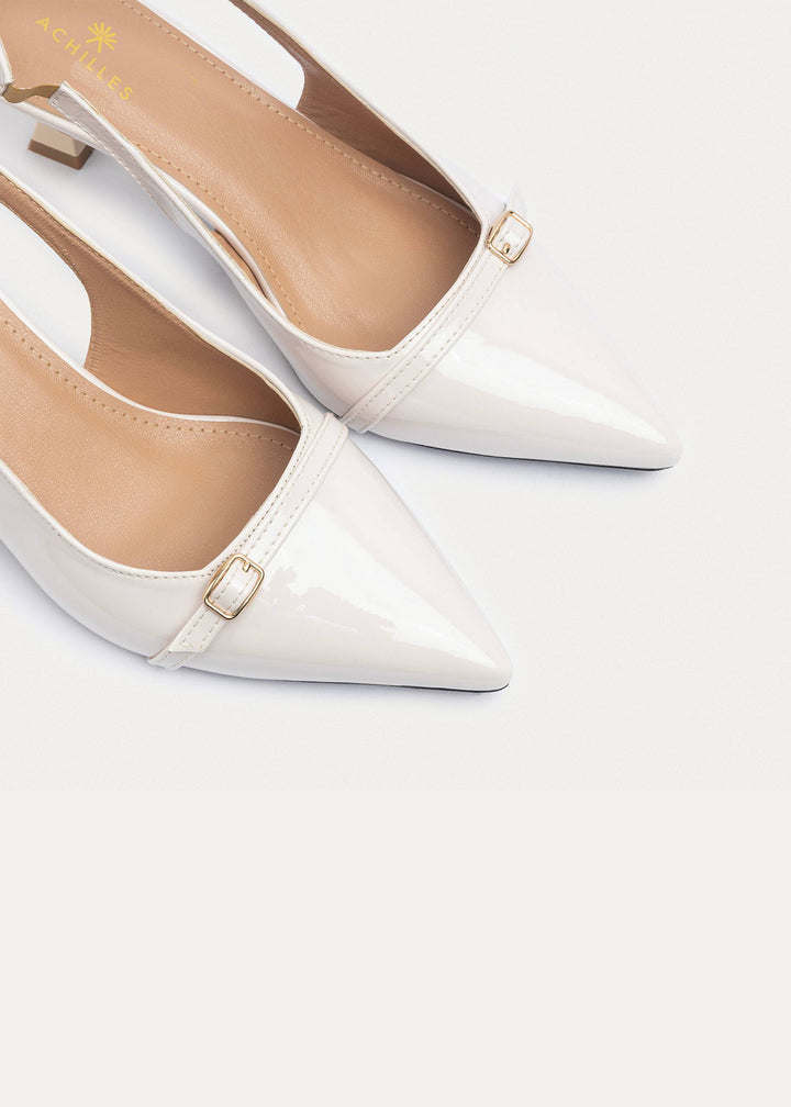 Scarla Sling kitten Heels | Beige