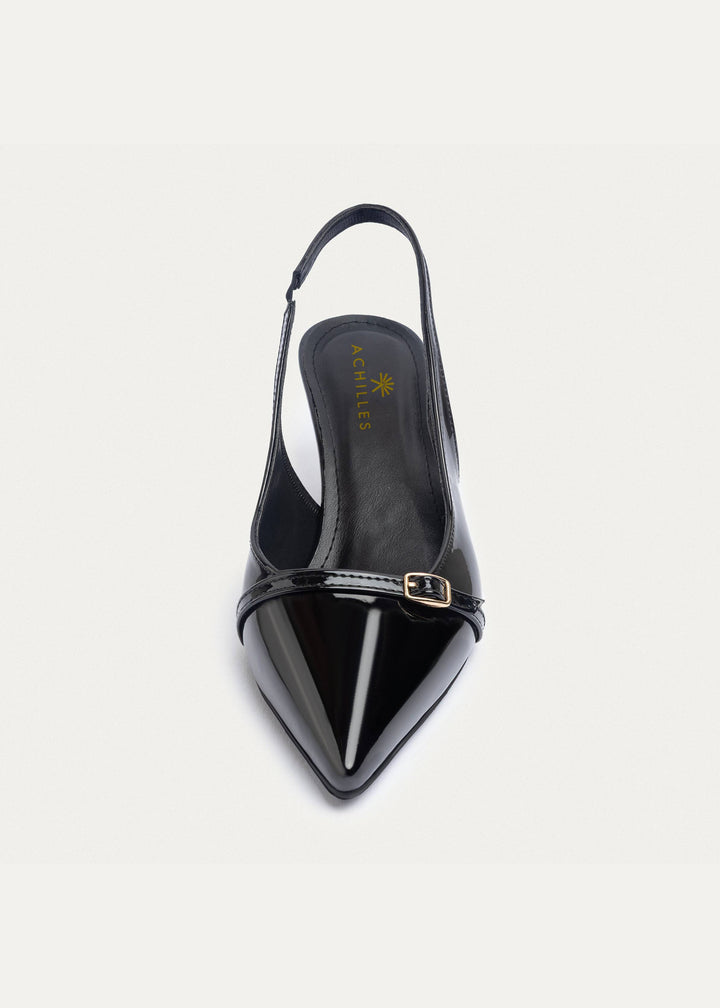 Achilles| Scarla Sling kitten Heels - Black