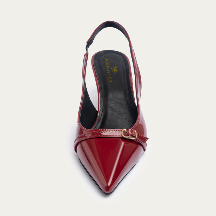 Scarla Sling kitten Heels | Crimson Red