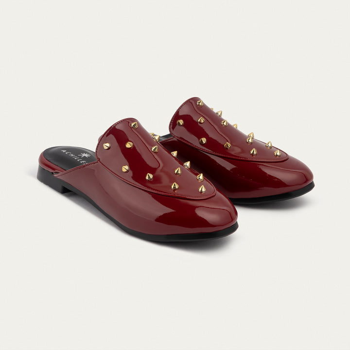 Achilles | Estrella Mules - Crimson Red