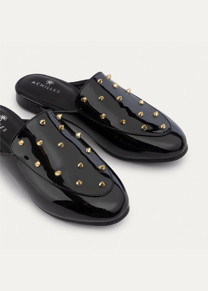 Achilles | Estrella Mules - Glossy Black